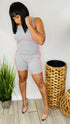 Came to Play -grey mock neck romper